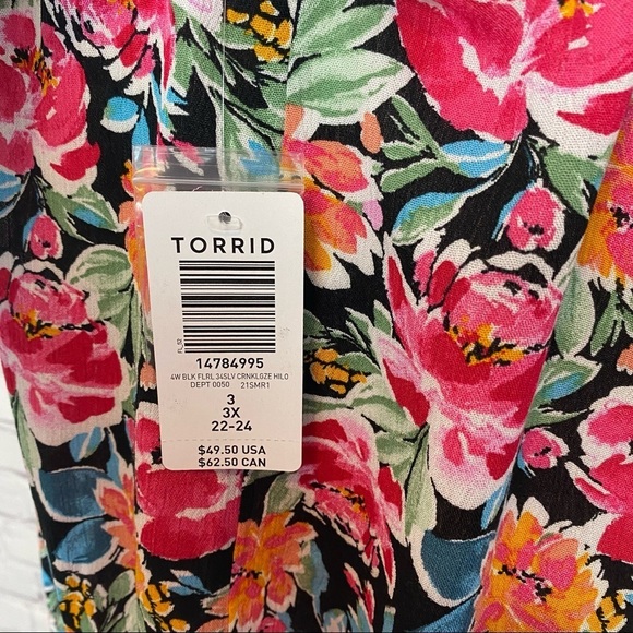 Torrid NWT Black Floral Tunic 3X - Picture 7 of 7